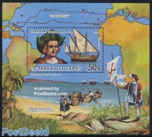 Guinea, Republic 1985 Columbus S/s, Mint NH, History - Transport - Various - Explorers - Ships And Boats - Maps - Explorateurs