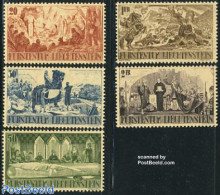 Liechtenstein 1942 Land Dividing 5v, Mint NH, History - Nature - History - Horses - Neufs