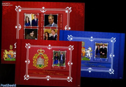 Saint Kitts/Nevis 2010 Willam & Kate Engagement 3 S/s, Mint NH, History - Kings & Queens (Royalty) - Familles Royales