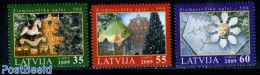 Latvia 2009 Christmas 3v, Mint NH, Nature - Religion - Fish - Horses - Christmas - Poissons