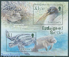 Guernsey 2006 Endangered Species S/s, Mint NH, Nature - Animals (others & Mixed) - Birds - Sea Mammals - Turtles - Guernsey