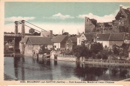 BEAUMONT-sur-SARTHE : Pont Suspendu, Moulin Et Vieux Chateau - Tres Bon Etat - Beaumont Sur Sarthe