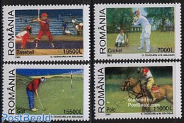 Romania 2002 Sports 4v, Mint NH, Nature - Sport - Horses - Baseball - Cricket - Golf - Sport (other And Mixed) - Ongebruikt