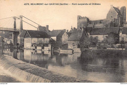 BEAUMONT-sur-SARTHE : Pont Suspendu Et Chateau - Tres Bon Etat - Beaumont Sur Sarthe