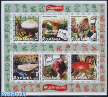 Romania 2008 Mushrooms 6v M/s, Mint NH, Health - Nature - Food & Drink - Animals (others & Mixed) - Insects - Mushrooms - Unused Stamps