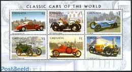 Grenada 1996 Antique Cars 6v M/s (6x$1), Mint NH, Transport - Automobiles - Autos