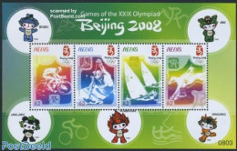 Nevis 2008 Beijing Olympics 4v M/s, Mint NH, Nature - Sport - Transport - Horses - Cycling - Kayaks & Rowing - Olympic.. - Radsport