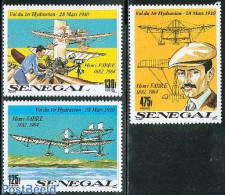 Senegal 1989 H. Fabre 3v, Mint NH, Transport - Aircraft & Aviation - Flugzeuge
