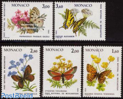 Monaco 1984 Butterflies 5v, Mint NH, Nature - Butterflies - Flowers & Plants - Unused Stamps