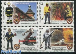 Uruguay 2012 125 Years Fire Brigade 4v [+], Mint NH, Transport - Automobiles - Fire Fighters & Prevention - Cars