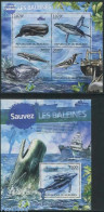 Burundi 2012 Whales In Danger 2 S/s, Mint NH, Nature - Transport - Birds - Sea Mammals - Ships And Boats - Ships