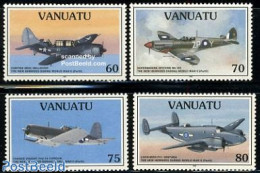 Vanuatu 1995 World War II, Aeroplanes 4v, Mint NH, History - Transport - World War II - Aircraft & Aviation - 2. Weltkrieg