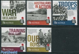 Australia 2014 World War I 5v, Mint NH, History - Transport - Militarism - Ships And Boats - World War I - Unused Stamps