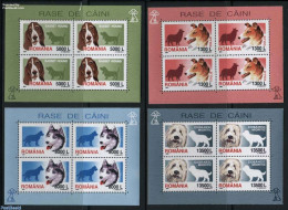 Romania 2001 Dogs 4 M/ss, Mint NH, Nature - Dogs - Nuevos