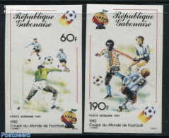 Gabon 1981 Worldcup Football 2v, Imperforated, Mint NH, Sport - Football - Ungebraucht