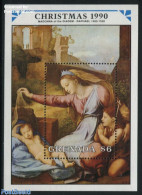 Grenada 1990 Raphael Painting S/s, Mint NH, Religion - Christmas - Art - Paintings - Raphael - Noël