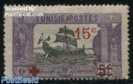 Tunisia 1918 15c On 5F, Stamp Out Of Set, Unused (hinged), Transport - Ships And Boats - Bateaux