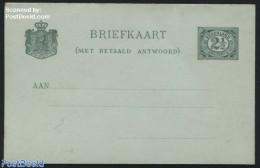 Netherlands 1899 Reply Paid Postcard, 2.5+2.5c Green, Unused Postal Stationary - Lettres & Documents