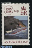 Ascension 1988 65p, Stamp Out Of Set, Mint NH, History - Transport - Fire Fighters & Prevention - Ships And Boats - Di.. - Firemen