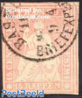 Switzerland 1854 15 Rappen, Munich Print, Used, Used Stamps - Oblitérés