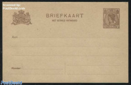 Netherlands 1921 Reply Paid Postcard 7.5+7.5c, Short Dividing Line, Unused Postal Stationary - Briefe U. Dokumente