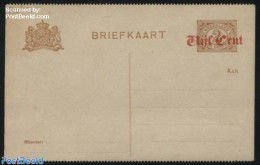 Netherlands 1920 Postcard Vijf Cent On 2c, Perforated, Long Dividing Line, Unused Postal Stationary - Covers & Documents