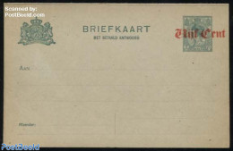 Netherlands 1920 Reply Paid Postcard Vijf Cent On 3c, Short Dividing Line, Unused Postal Stationary - Cartas & Documentos