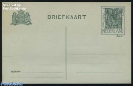 Netherlands 1921 Postcard 7.5c On 3c, Green Paper< Long Dividing Line, Unused Postal Stationary - Lettres & Documents