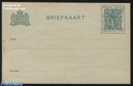 Netherlands 1921 Postcard 7.5c On 3c, Greenish Paper, Short Dividing Line, Unused Postal Stationary - Lettres & Documents