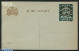 Netherlands 1921 Postcard 7.5c On 2c, On Greenish Paper, Unused Postal Stationary - Cartas & Documentos
