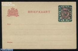 Netherlands 1921 Postcard 7.5c On 5c, Short Dividing Line, Unused Postal Stationary - Lettres & Documents