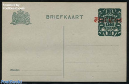 Netherlands 1921 Postcard 7.5c On Vijf Cent On 3c, Long Dividing Line, Unused Postal Stationary - Lettres & Documents