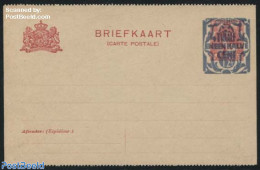 Netherlands 1921 Postcard 12.5c On 5c, Perforated, Short Dividing Line, Unused Postal Stationary - Brieven En Documenten