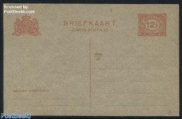 Netherlands 1922 Postcard 12.5c On Greyish Paper, Flat R, Unused Postal Stationary - Covers & Documents
