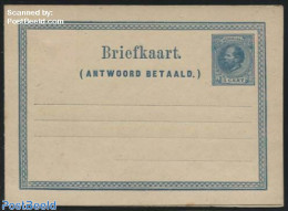 Netherlands 1874 Reply Paid Postcard 5+5c (narrow Pointed Lines, 1st Line 94mm), Unused Postal Stationary - Brieven En Documenten