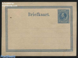 Netherlands 1889 Postcard 5c Blue On Chamois (1st Address Line 94mm), Unused Postal Stationary - Brieven En Documenten
