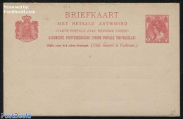 Netherlands 1899 Reply Paid Postcard, 5+5c, Rosered, Unused Postal Stationary - Briefe U. Dokumente