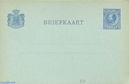 Netherlands 1881 Postcard With Answer 5c Blue With Dutch Text Only, Unused Postal Stationary - Lettres & Documents