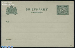 Netherlands 1909 Postcard With Paid Answer 2.5+2.5c, Short Dividing Line, Unused Postal Stationary - Lettres & Documents
