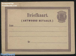 Netherlands 1872 Reply Paid Postcard, 2.5c+2.5c Dark Violet, Unused Postal Stationary - Covers & Documents