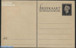 Netherlands 1948 Reply Paid Postcard, 6+6c Black, Unused Postal Stationary - Cartas & Documentos