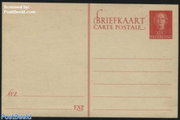 Netherlands 1950 Postcard 12c Orangered, Unused Postal Stationary - Briefe U. Dokumente