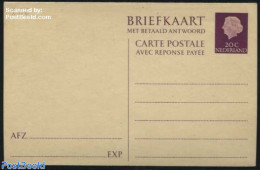 Netherlands 1957 Reply Paid Postcard 20+20c Lila, Unused Postal Stationary - Brieven En Documenten