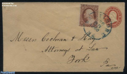 United States Of America 1860 Postal Stationary Envelope 3c Uprated With 3c Stamp From Baltimore (Ma.) To York (Pa.), .. - Cartas & Documentos