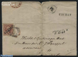 Netherlands 1859 Letter With 10c Stamp With Cancellations Rhenen, Wageningen-C, Postal History - Brieven En Documenten