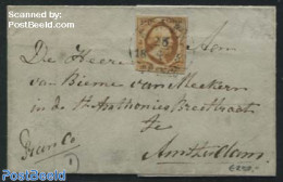 Netherlands 1859 15c On Letter To Amsterdam, Assen-B, Postal History - Lettres & Documents
