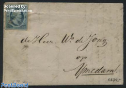 Netherlands 1856 Letter With 5c Stamp, Canc. WORKUM (bleached), Postal History - Covers & Documents