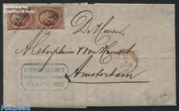 Netherlands 1866 Letter To Amsterdam, Proefstempel Maastricht, Postal History - Lettres & Documents