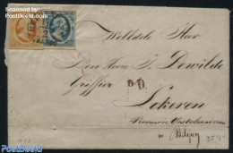 Netherlands 1853 Letter From Heerenveen To Lokeren (Heerenveen-C) On 15c + 5c, Postal History - Lettres & Documents