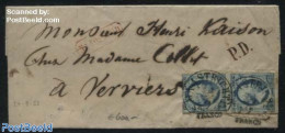 Netherlands 1853 Letter From Maastricht To Verviers, Borderrate (=10c), Rare, Maastricht-B, Postal History - Briefe U. Dokumente